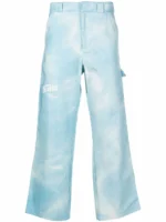 MSFTSrep acid-wash flared trousers