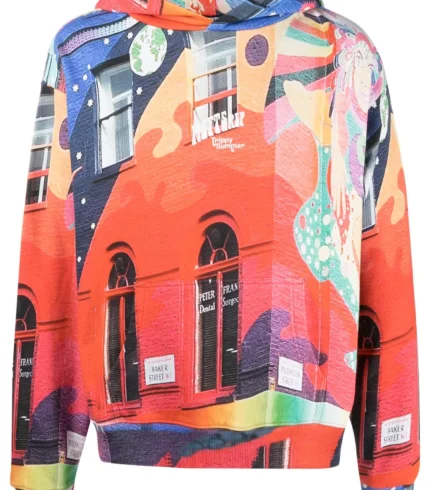 MSFTSrep graphic-print cotton hoodie orange