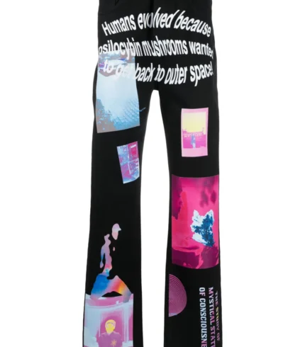 MSFTSrep graphic-print straight-leg trousers